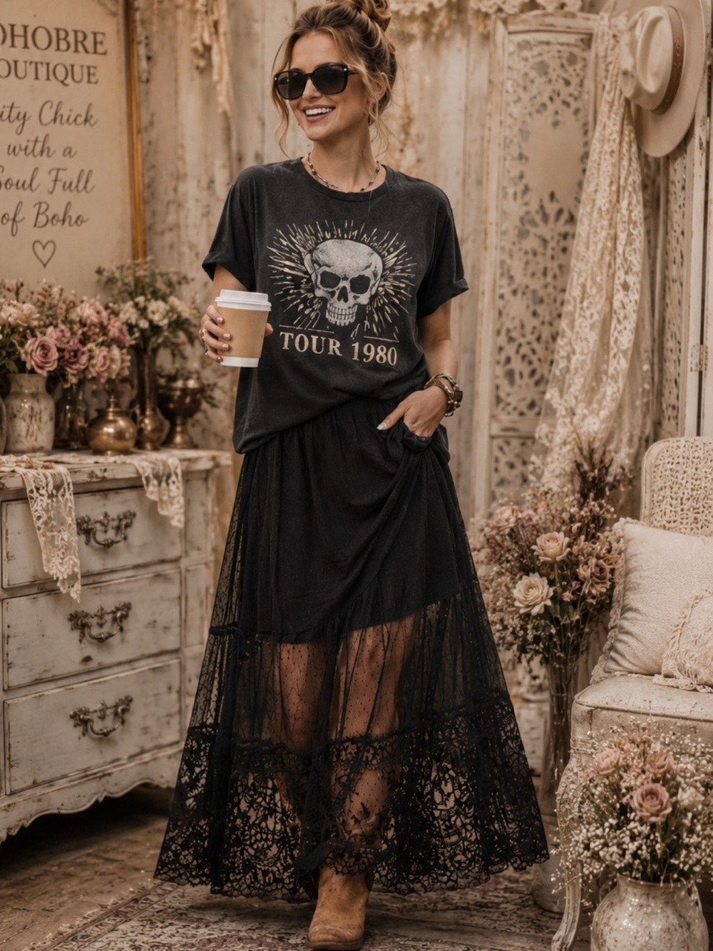 🆕 Blue B Elegant Black Lace Overlay Skirt
1: Size:Small 
1: Size: Large - Picture 4 of 10
